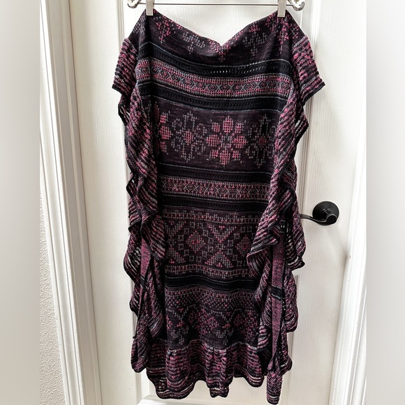 BRAND NEW Anthropologie Cecilia Prado Susie Ruffled Metallic Purple Black Scarf - Picture 2 of 2